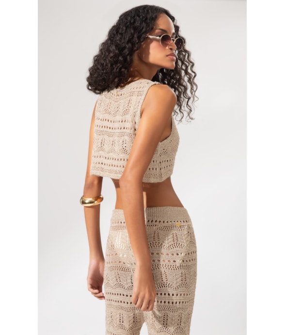 Top Tricot Wishes Dourado