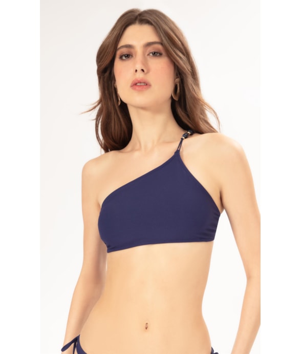Top Um Ombro So Crepe Ocean Marinho