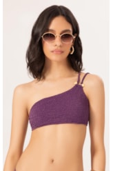 Top Um Ombro Só Crepe Shine Roxo
