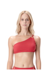 Top Um Ombro Só Ilhós Maré Vermelho