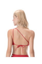 Top Um Ombro Só Ilhós Maré Vermelho