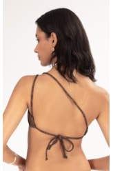 Top Um Ombro Só Jacquard Foliage Cafe