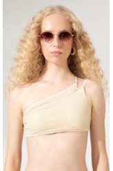 Top Um Ombro Só Metallic Plait Natural