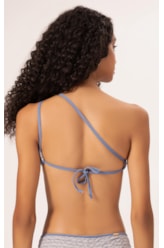Top Um Ombro Só Vies Versi Azul Jeans Mescla