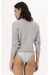 Tricot Decote v Aspen Cinza Claro