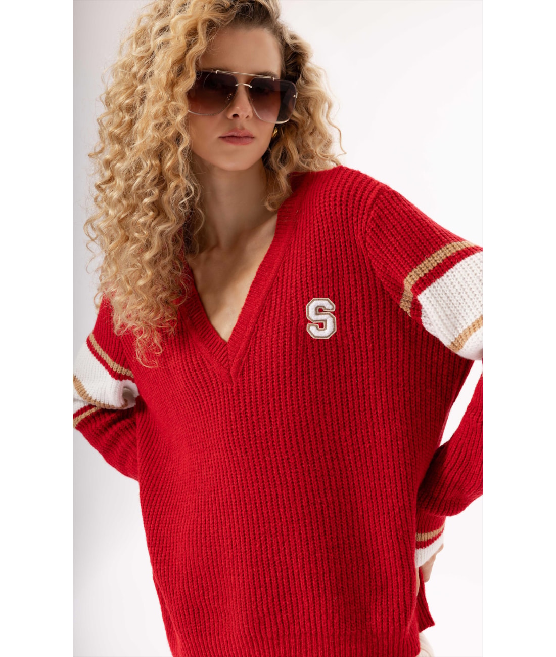 Tricot Decote v Aspen Vermelho