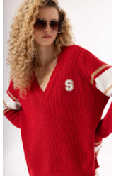 Tricot Decote v Aspen Vermelho