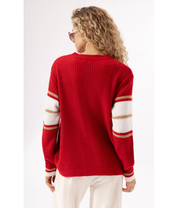 Tricot Decote v Aspen Vermelho