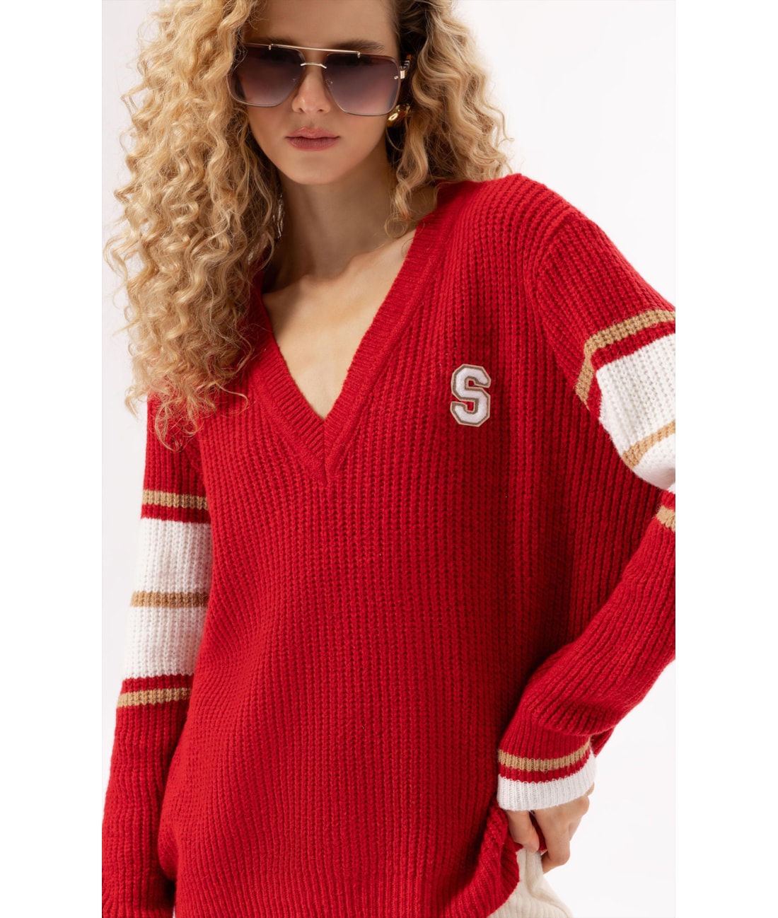Tricot Decote v Aspen Vermelho