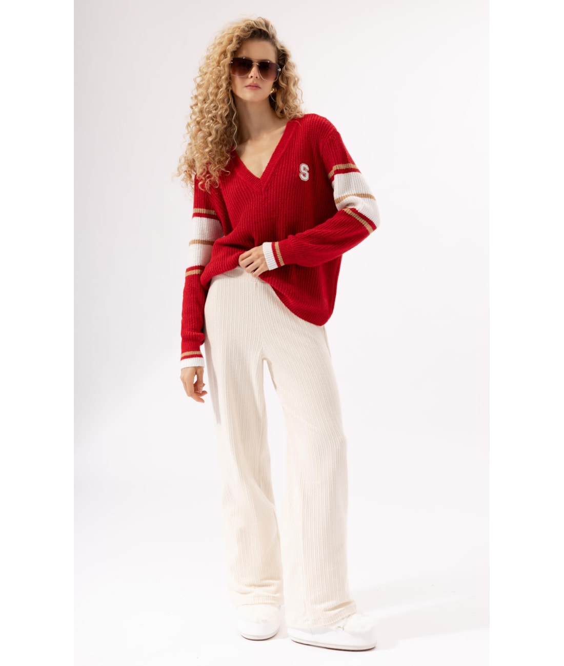 Tricot Decote v Aspen Vermelho