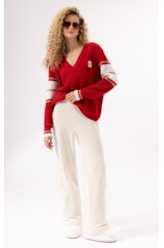 Tricot Decote v Aspen Vermelho