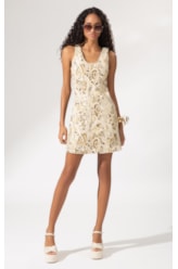 Vestido a Jacquard Brocado Natural