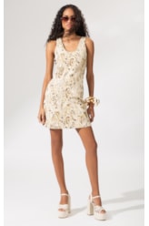 Vestido a Jacquard Brocado Natural