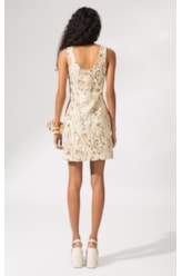 Vestido a Jacquard Brocado Natural