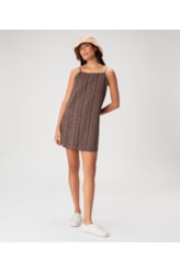 Vestido Alca Midi Linen Stripes Preto