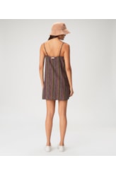 Vestido Alca Midi Linen Stripes Preto