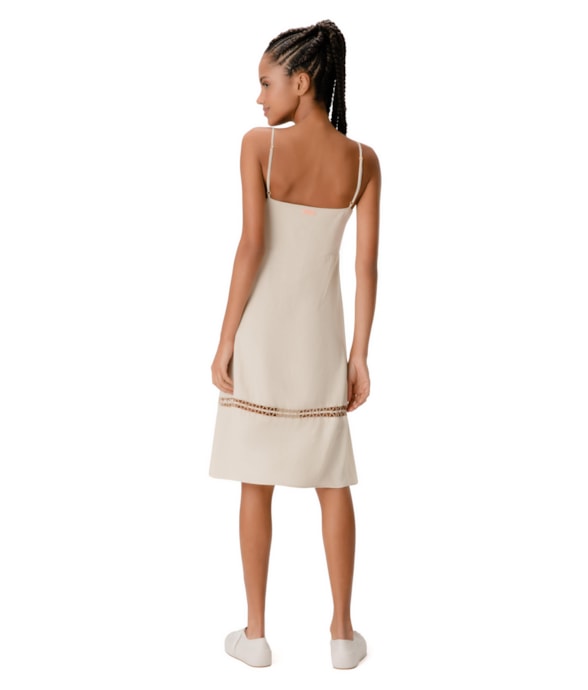Vestido Alça Visco Crepe Natural