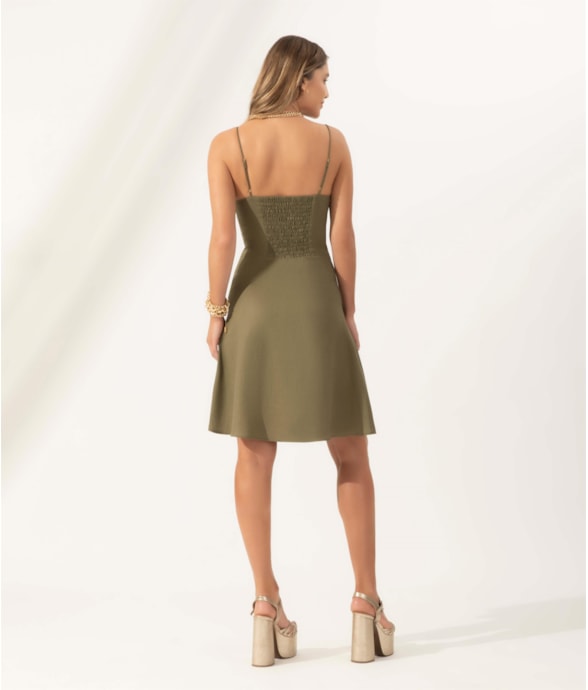 Vestido Alças Cambraia Fiji Verde Militar