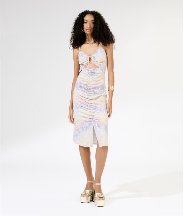 Vestido Alcinha Franzido Palm Springs Natural