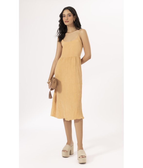 Vestido Alcinha Satin Waves Laranja