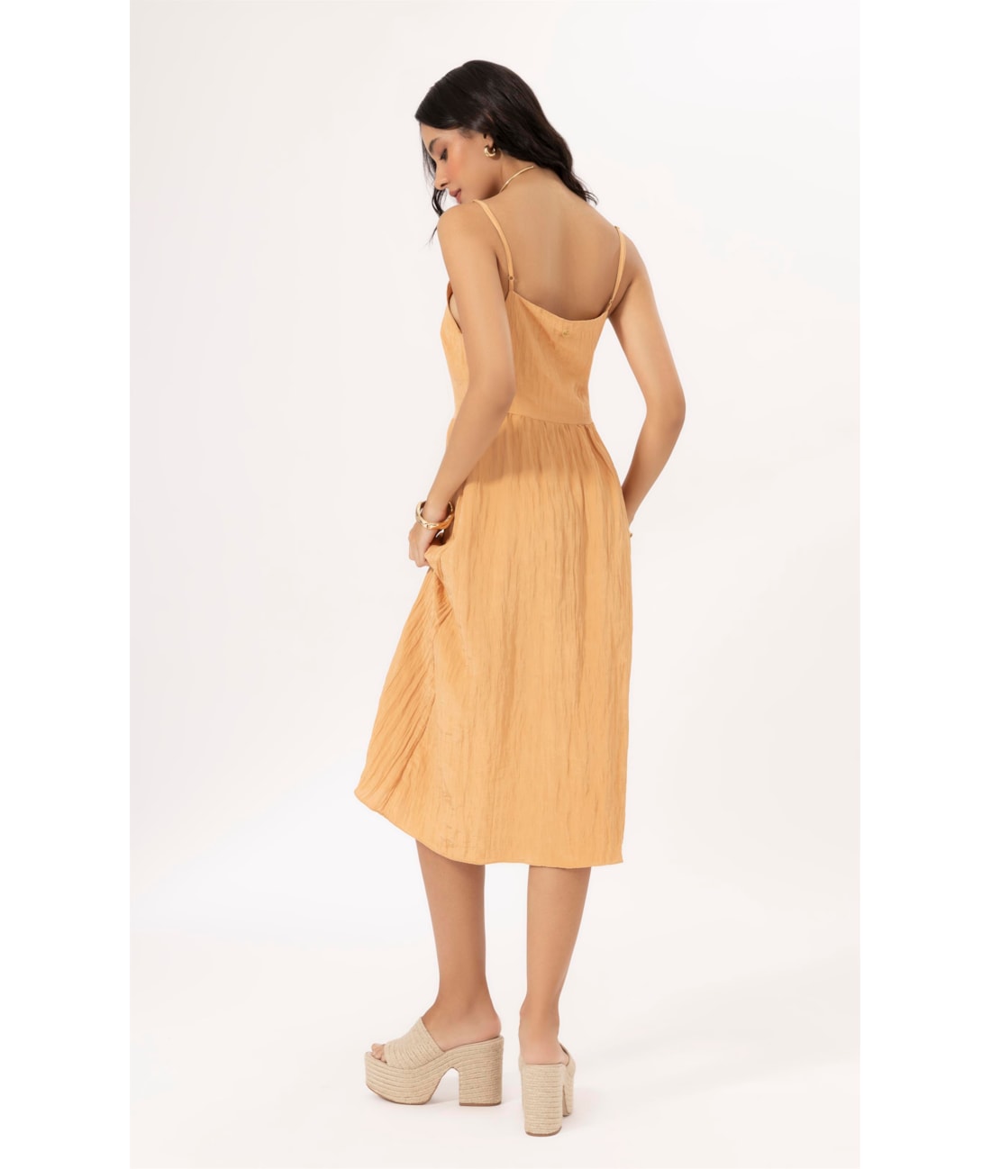 Vestido Alcinha Satin Waves Laranja