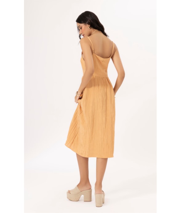 Vestido Alcinha Satin Waves Laranja