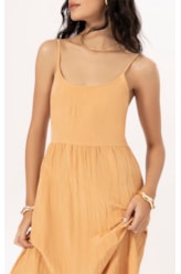 Vestido Alcinha Satin Waves Laranja