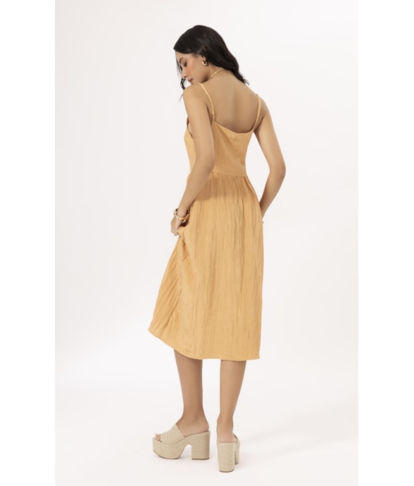 Vestido Alcinha Satin Waves Laranja