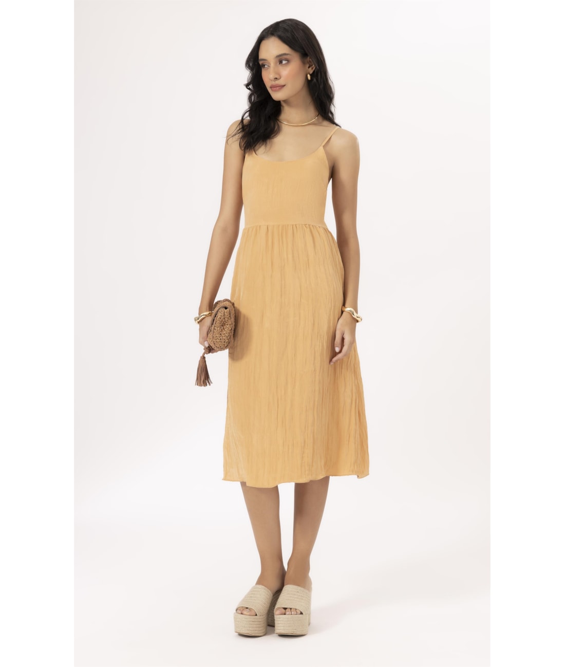 Vestido Alcinha Satin Waves Laranja