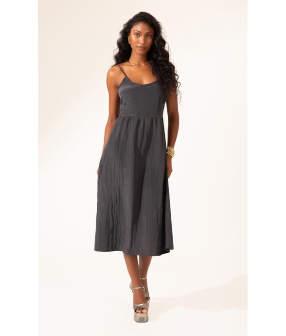 Vestido Alcinha Satin Waves Preto