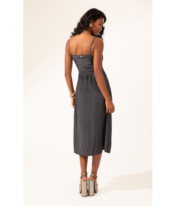 Vestido Alcinha Satin Waves Preto