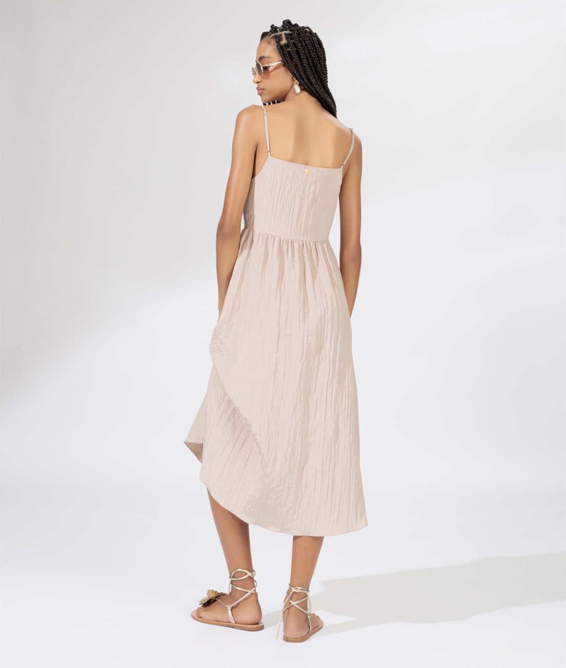 Vestido Alcinha Satin Waves Rosa Dusty