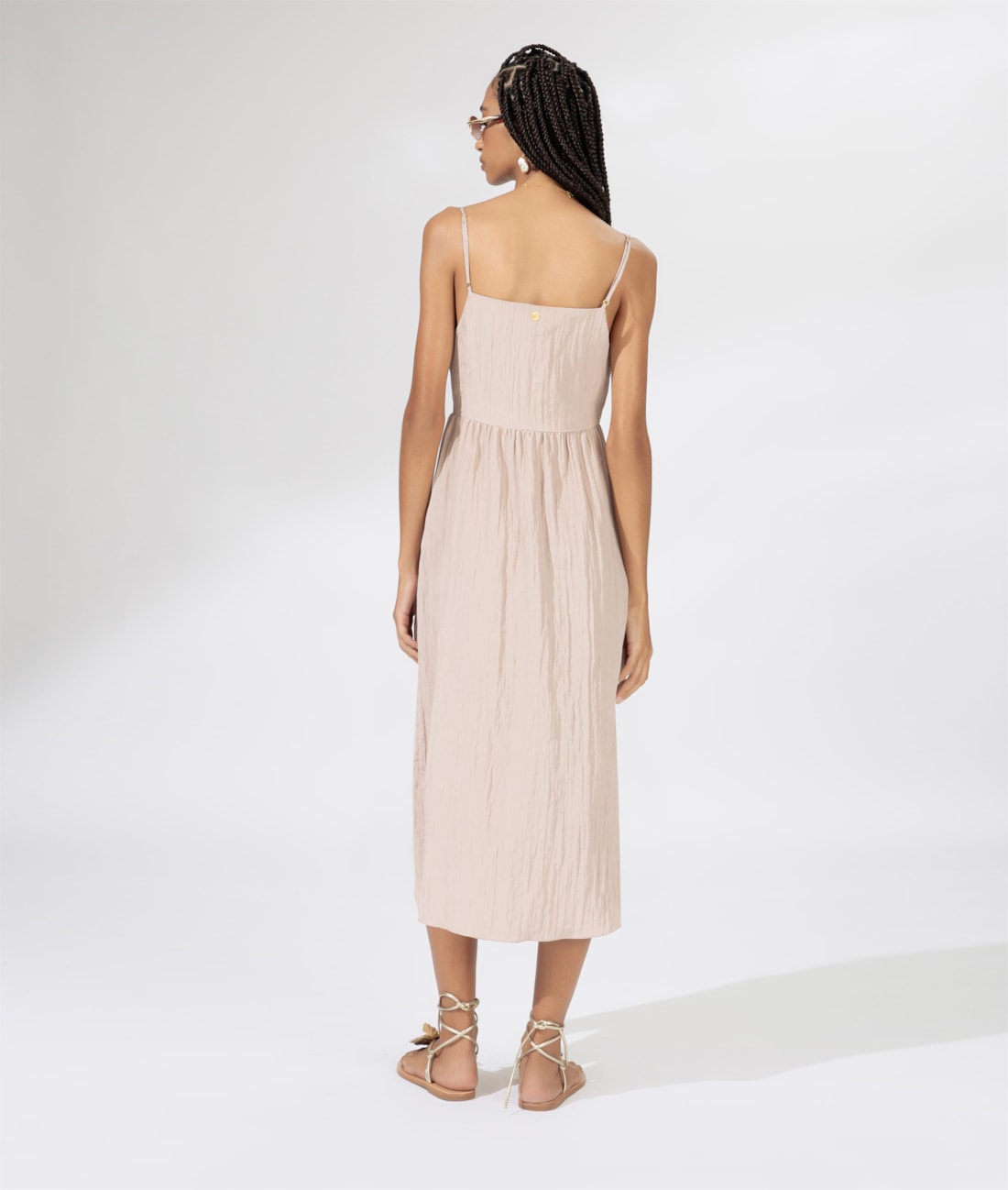 Vestido Alcinha Satin Waves Rosa Dusty