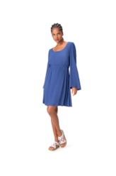 Vestido Amarração Crepe Slub Azul Bic