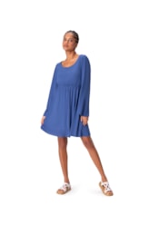 Vestido Amarração Crepe Slub Azul Bic