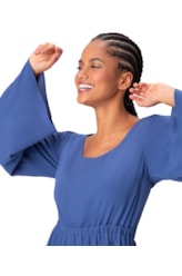 Vestido Amarração Crepe Slub Azul Bic