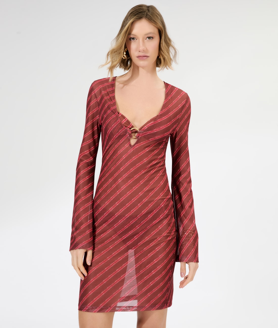 Vestido Argola Curto Tule Los Angeles Cereja