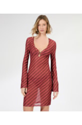 Vestido Argola Curto Tule Los Angeles Cereja