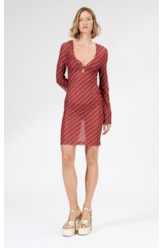 Vestido Argola Curto Tule Los Angeles Cereja