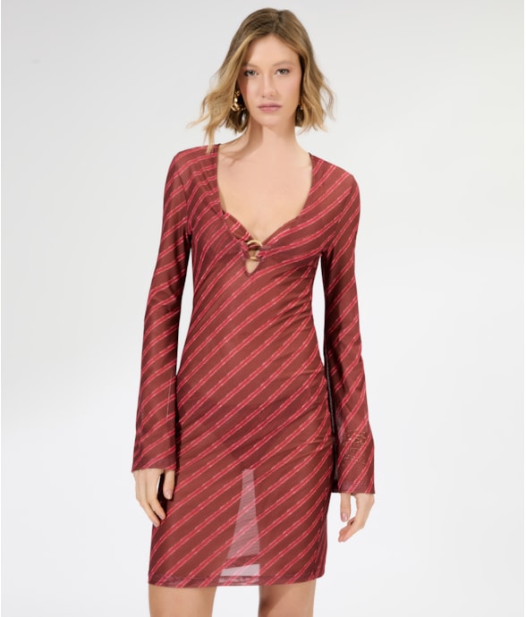 Vestido Argola Curto Tule Los Angeles Cereja