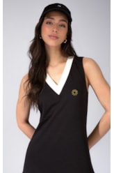 Vestido Bicolor Ponto Roma Preto