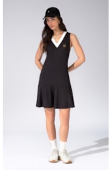 Vestido Bicolor Ponto Roma Preto