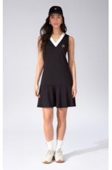 Vestido Bicolor Ponto Roma Preto