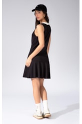 Vestido Bicolor Ponto Roma Preto