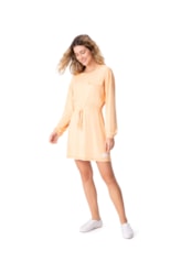 Vestido Bolso Visco Linho Laranja