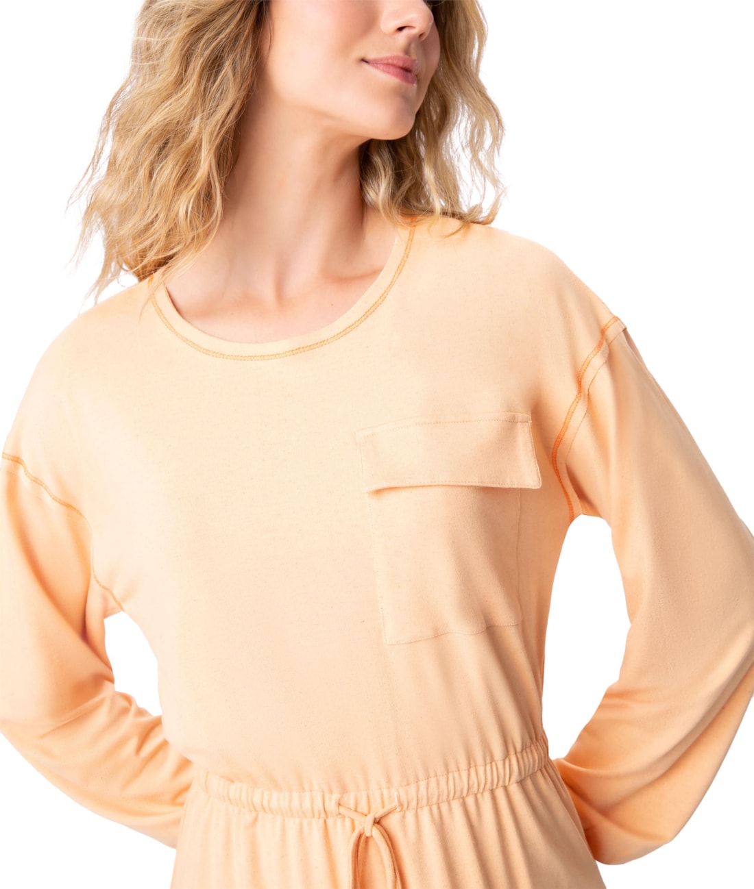 Vestido Bolso Visco Linho Laranja