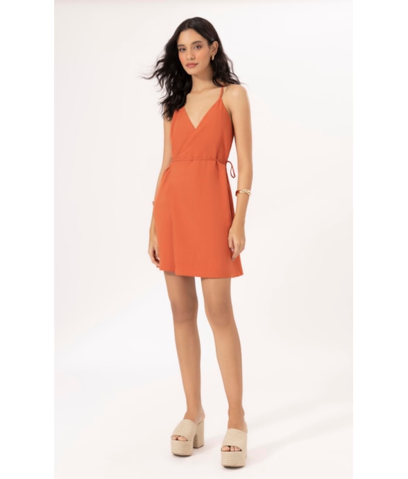 Vestido Cachequer Linho Blend Telha