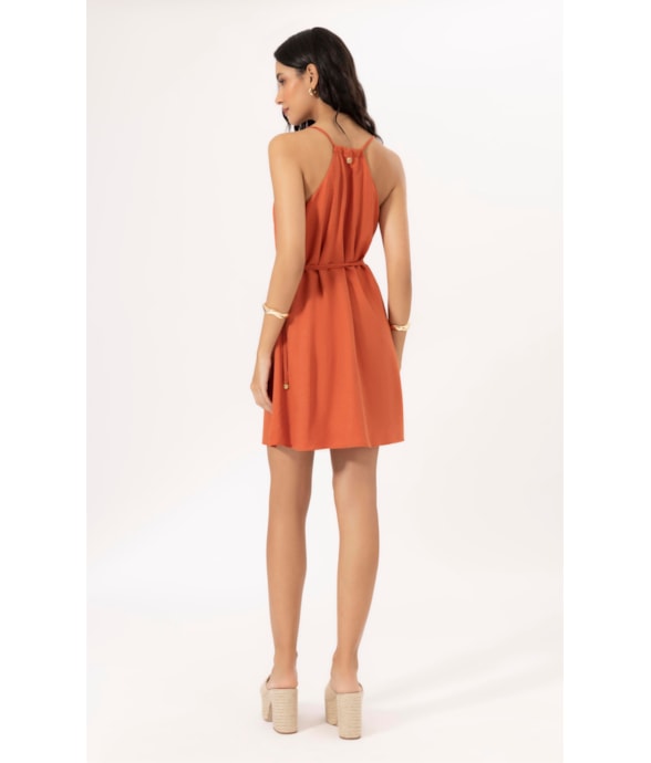 Vestido Cachequer Linho Blend Telha