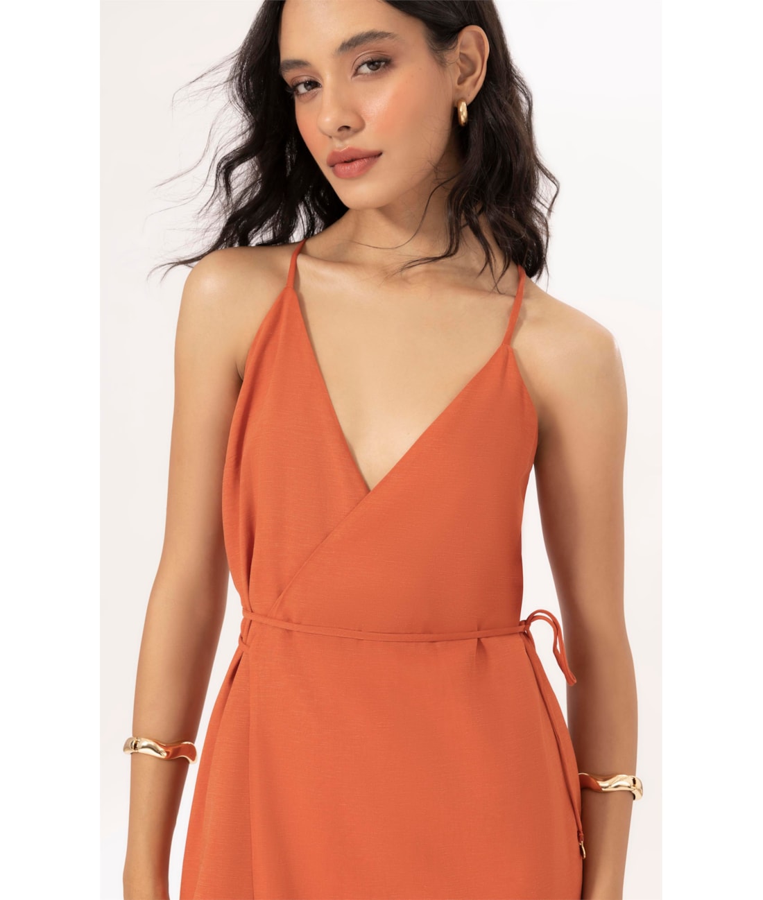 Vestido Cachequer Linho Blend Telha