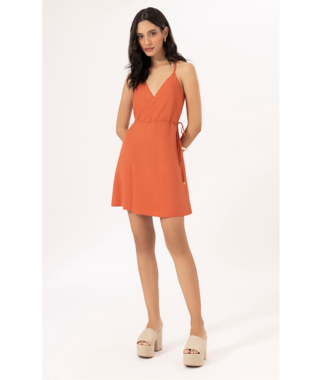 Vestido Cachequer Linho Blend Telha